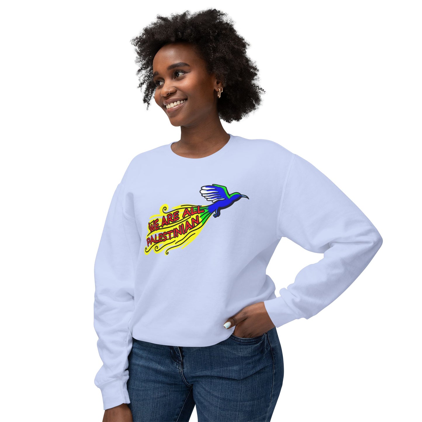 Unisex Lightweight Crewneck Sweatshirt - We are all Palestinian