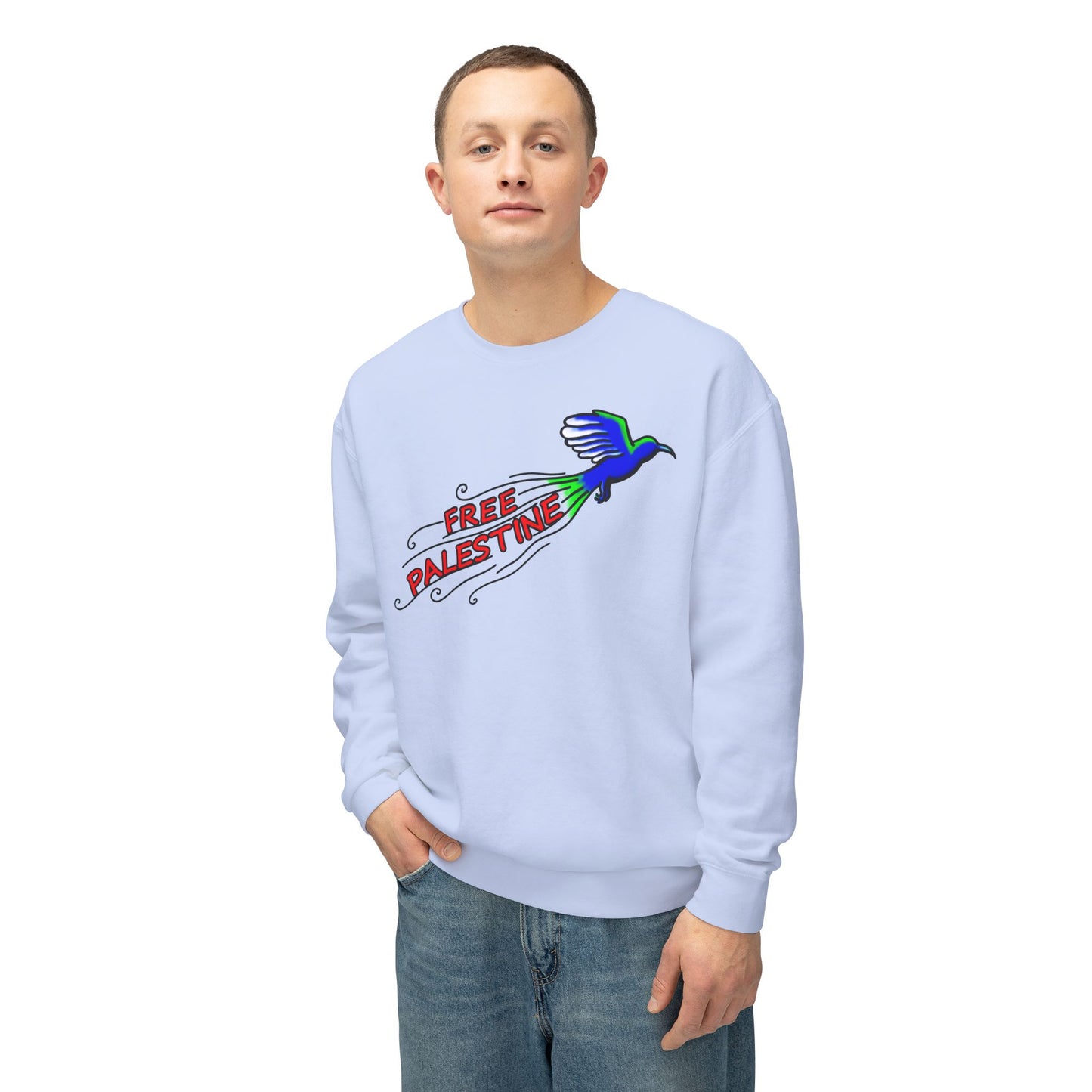 Unisex Lightweight Crewneck Sweatshirt - Free Palestine