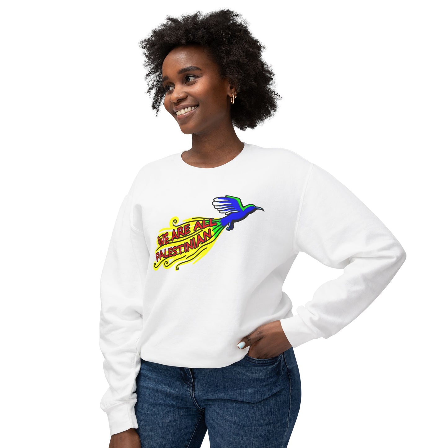 Unisex Lightweight Crewneck Sweatshirt - We are all Palestinian