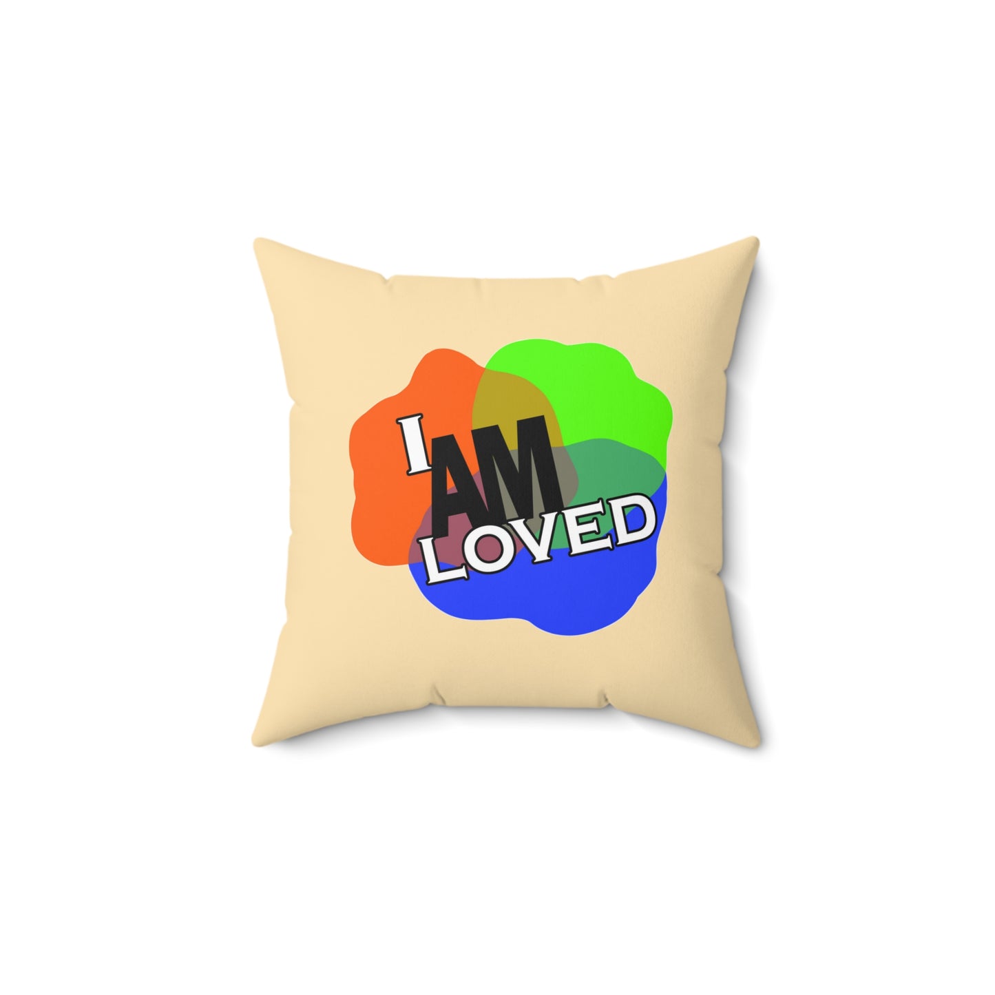 Spun Polyester Square Pillow - I Am Loved (Beige / Peach)