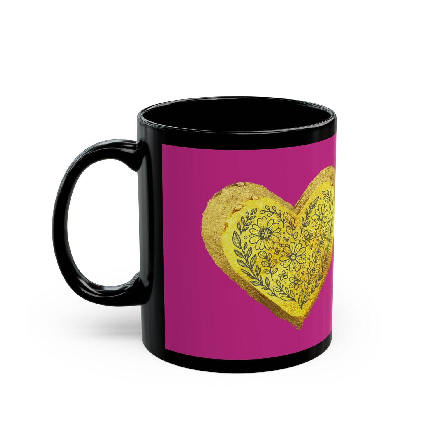 Pink on Black Mug  - Heart of Gold (11oz)