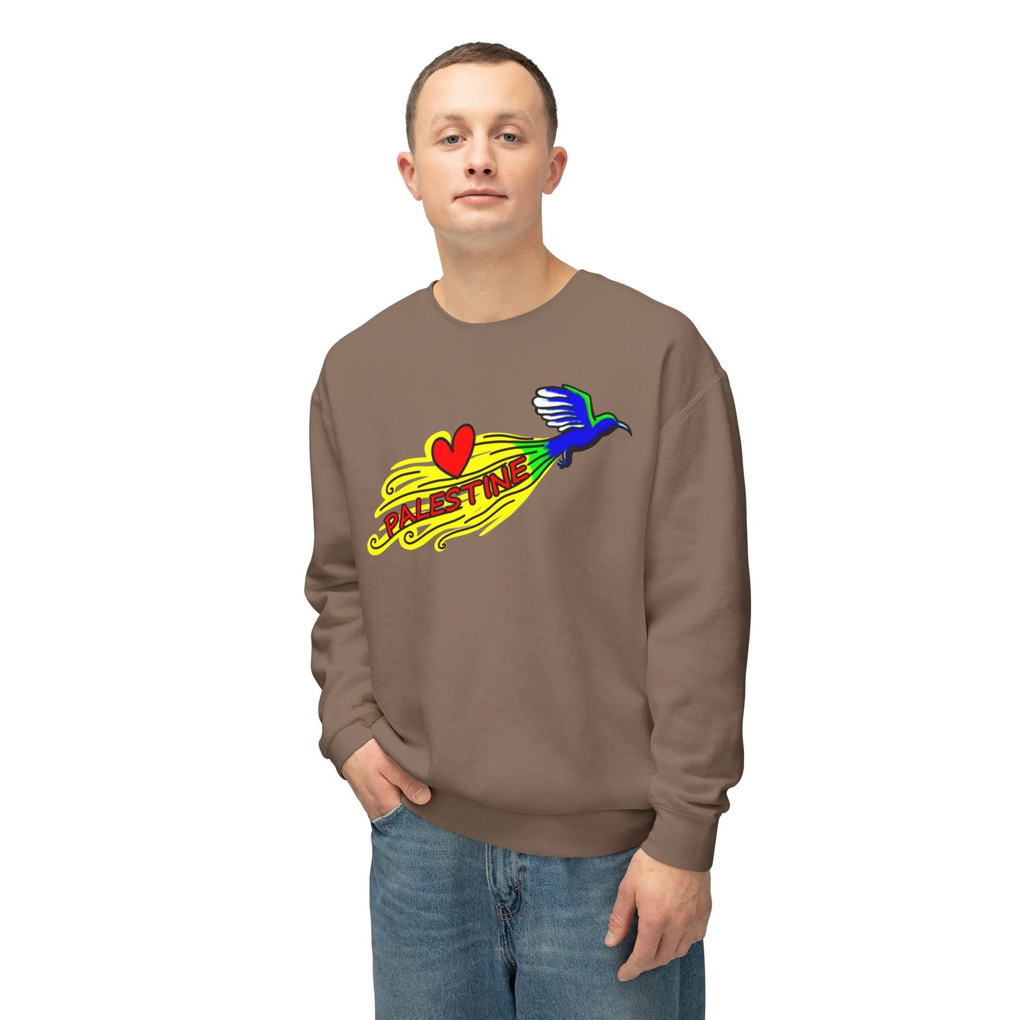 Unisex Lightweight Crewneck Sweatshirt - Love Palestine