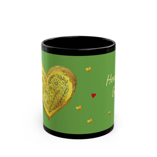 Green on Black Mug  - Heart of Gold (11oz)