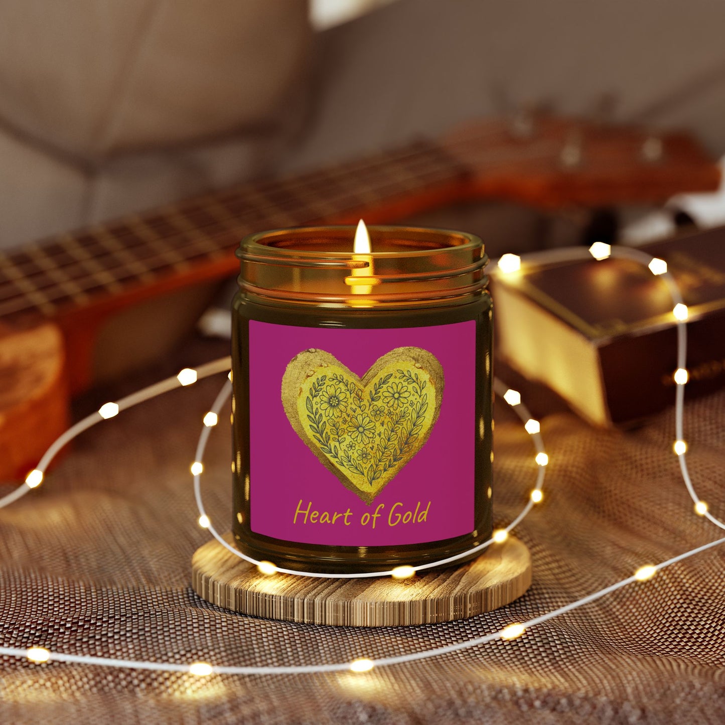 Scented Candle, Coconut Apricot Wax (9oz) - Pink