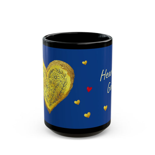 Dark Blue on Black Mug  - Heart of Gold (15oz)