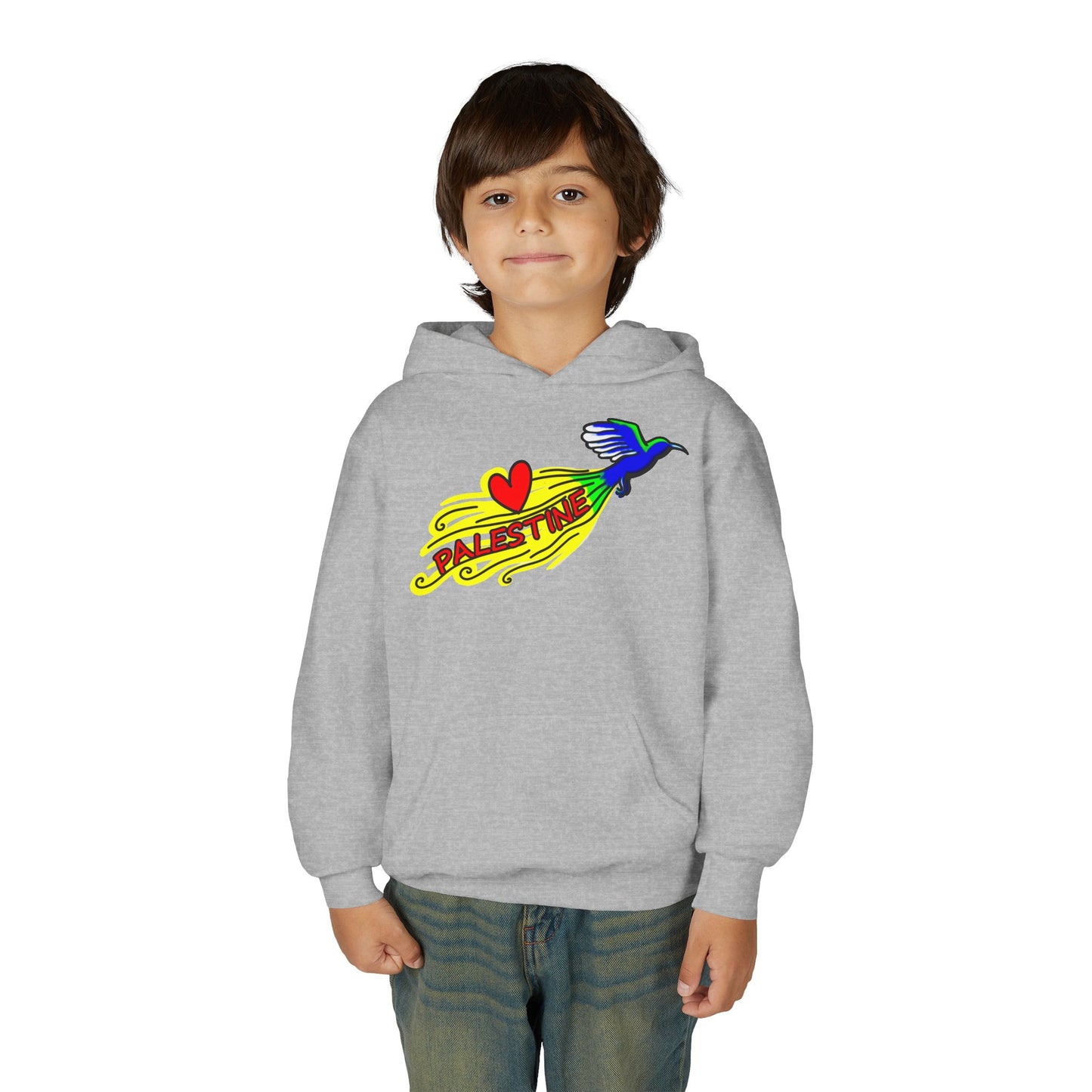 Youth Heavy Blend Hooded Sweatshirt - Love Palestine