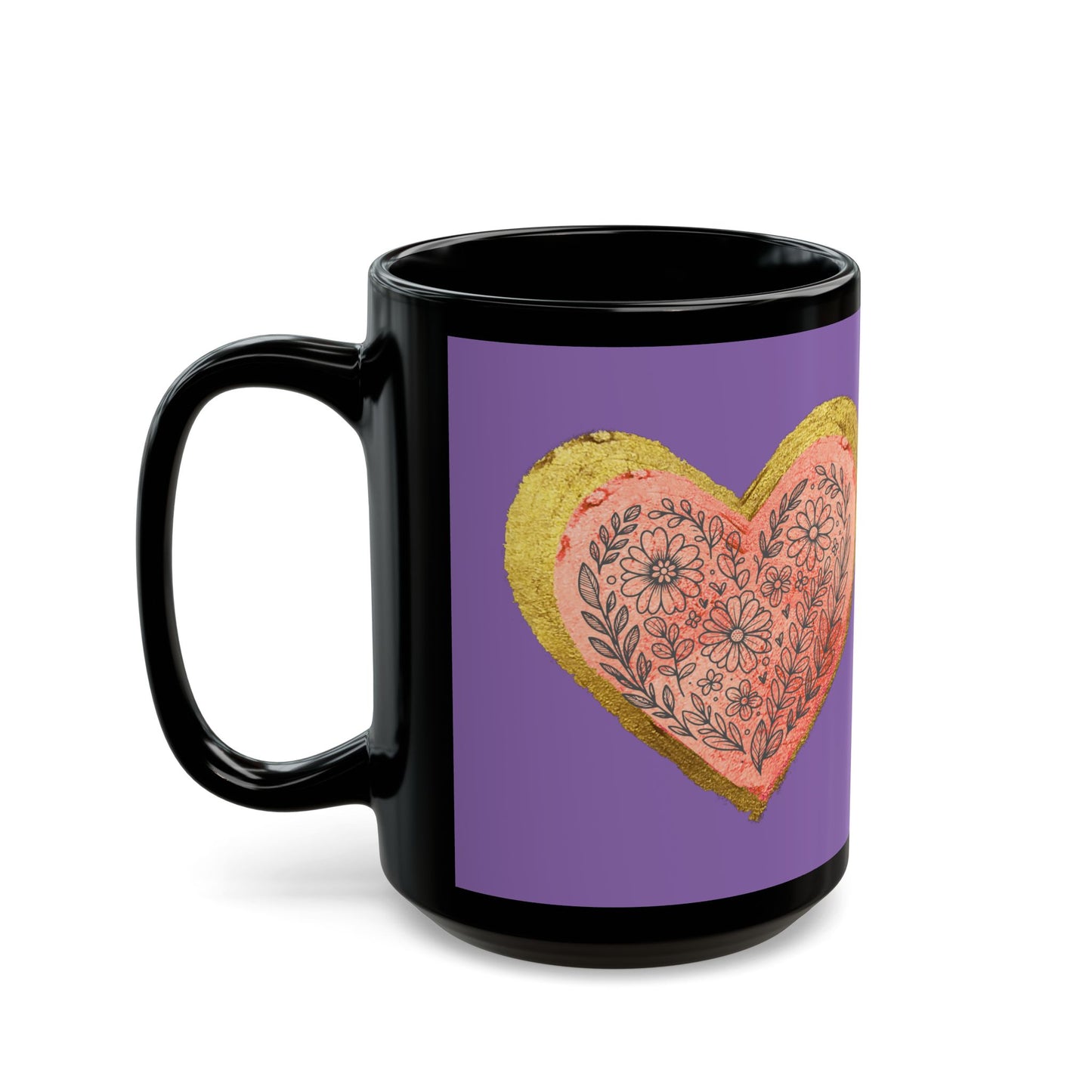 Light Purple on Black Mug  - Follow your heart (15oz)