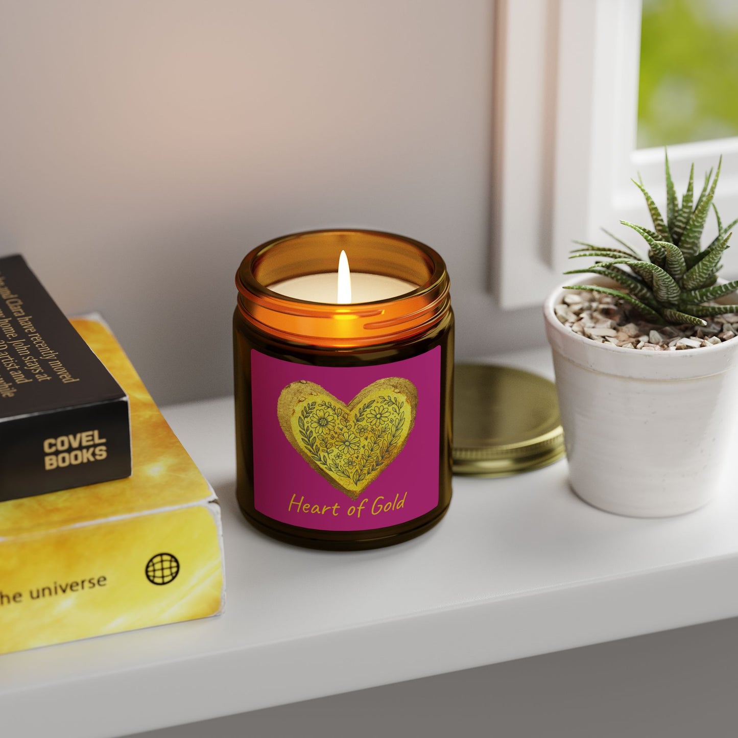 Scented Candle, Coconut Apricot Wax (9oz) - Pink