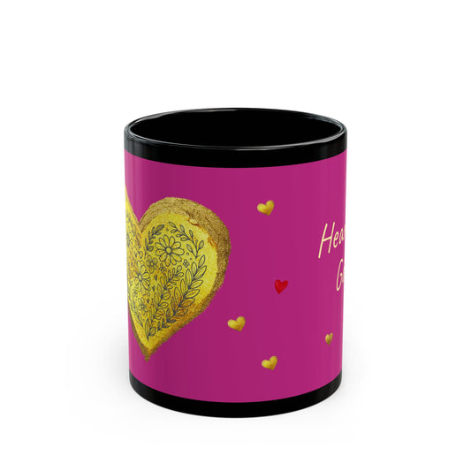 Pink on Black Mug  - Heart of Gold (11oz)