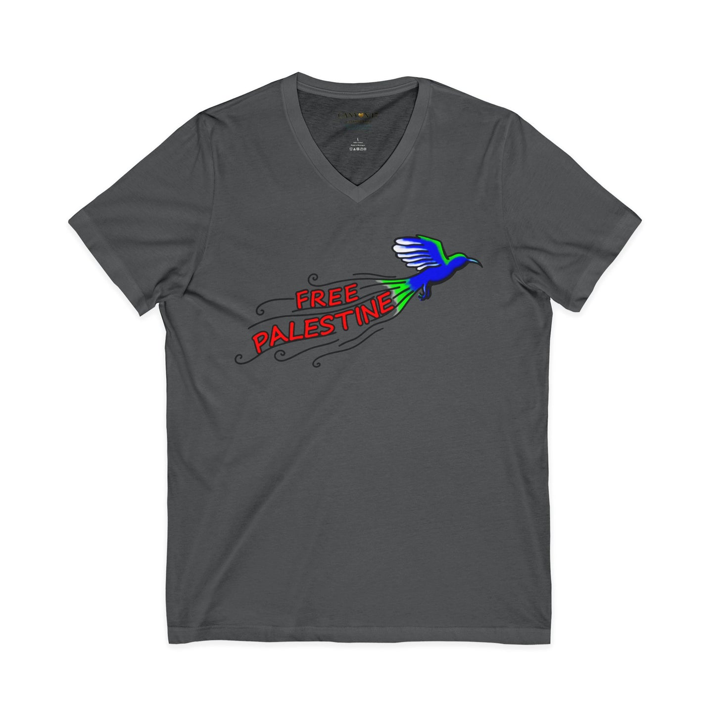 Unisex Jersey Short Sleeve V-Neck Tee - Free Palestine