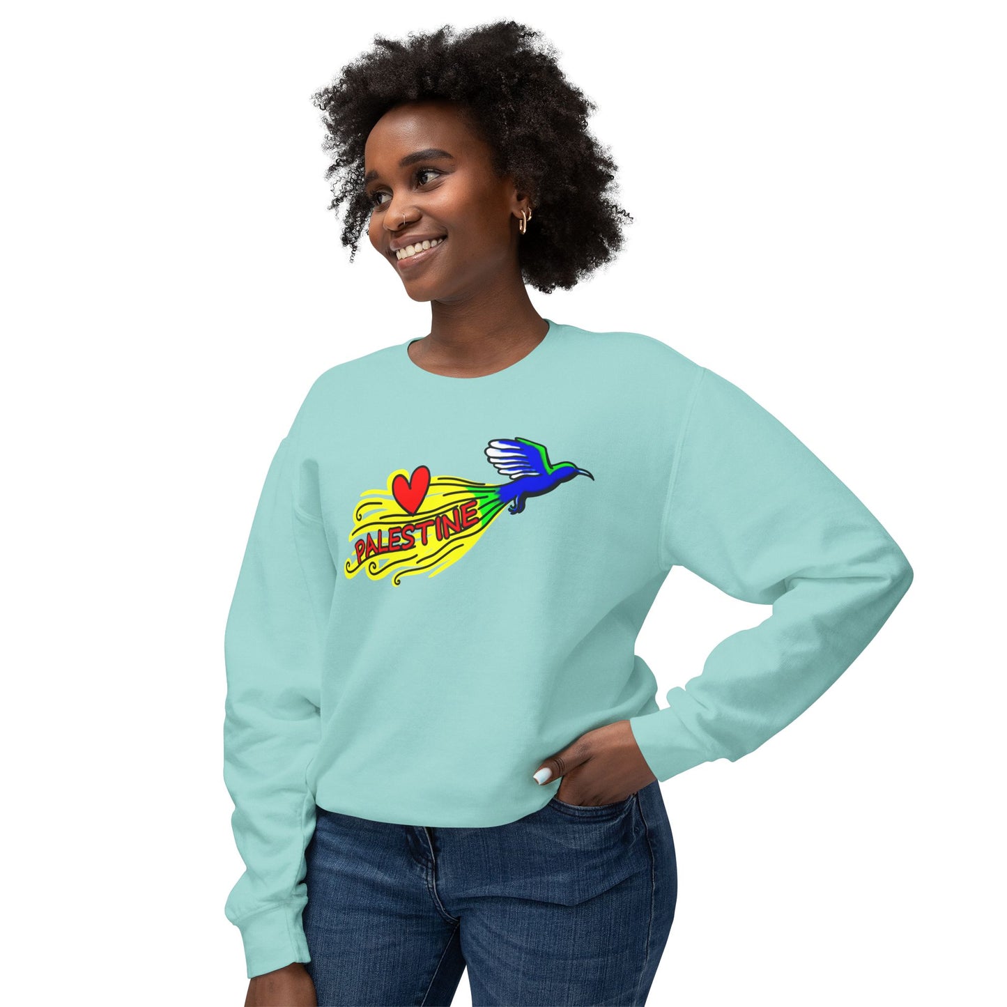 Unisex Lightweight Crewneck Sweatshirt - Love Palestine