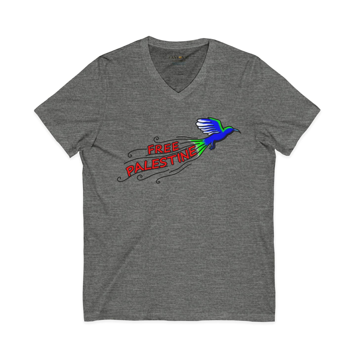 Unisex Jersey Short Sleeve V-Neck Tee - Free Palestine