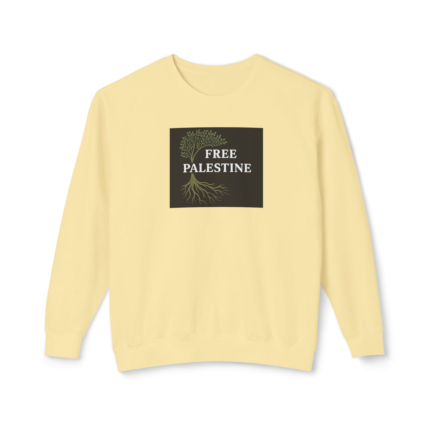 Unisex Lightweight Crewneck Sweatshirt - Free Palestine (Olive Tree Roots Edition)