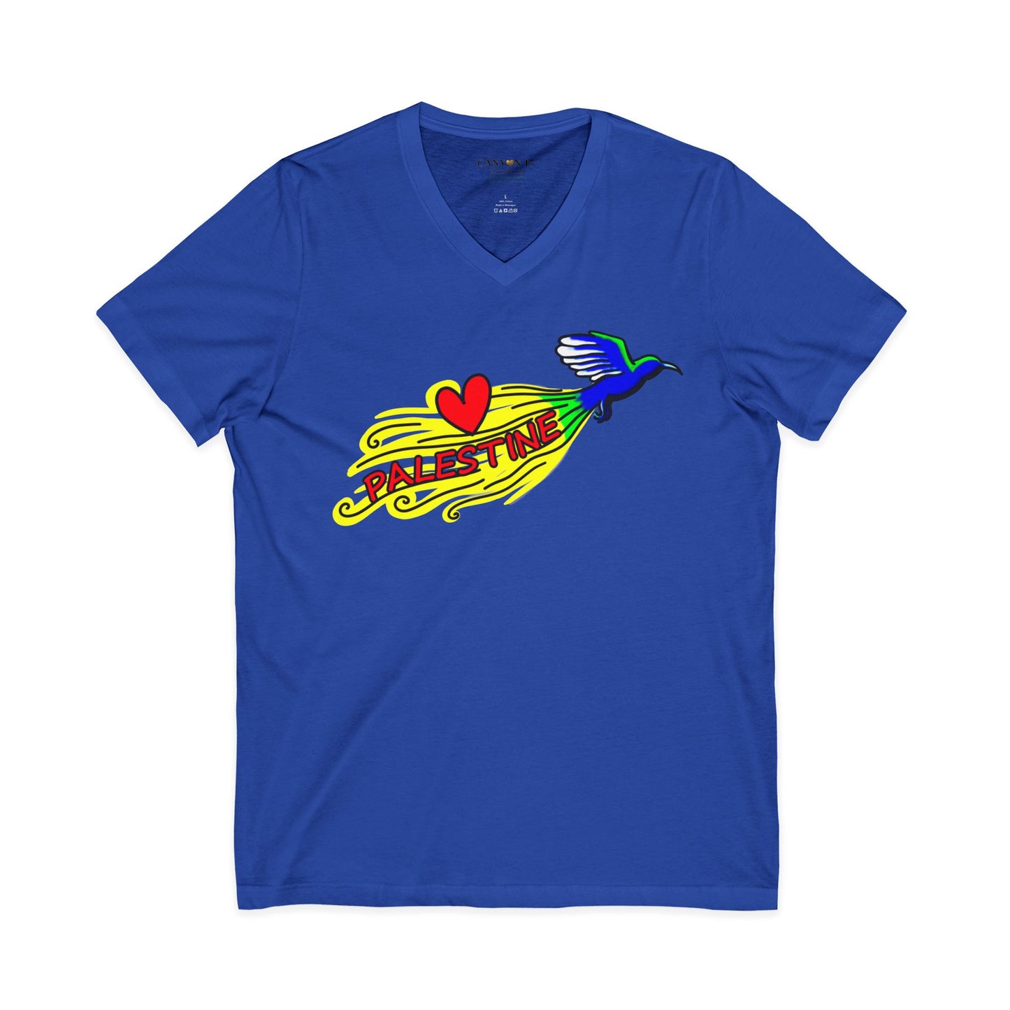 Unisex Jersey Short Sleeve V-Neck Tee - Love Palestine
