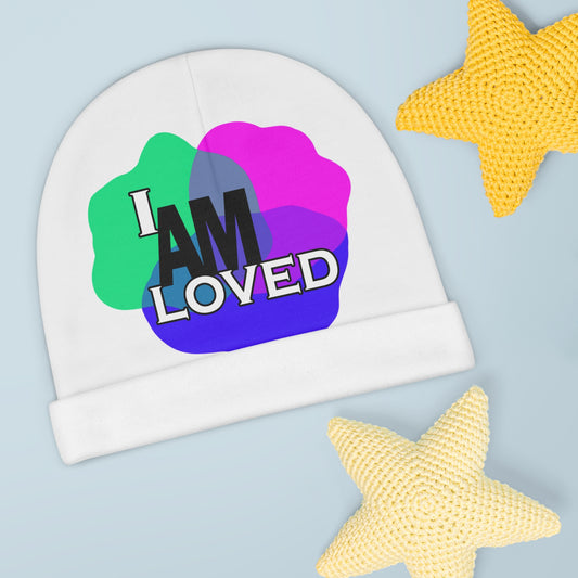 "I Am Loved" Baby Beanie (Multicolor with pink)