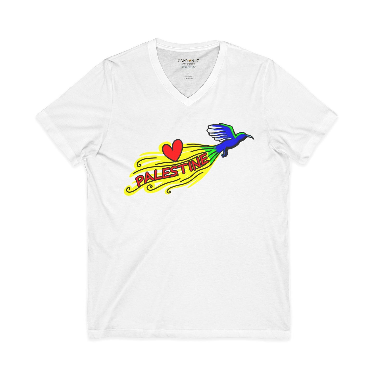 Unisex Jersey Short Sleeve V-Neck Tee - Love Palestine