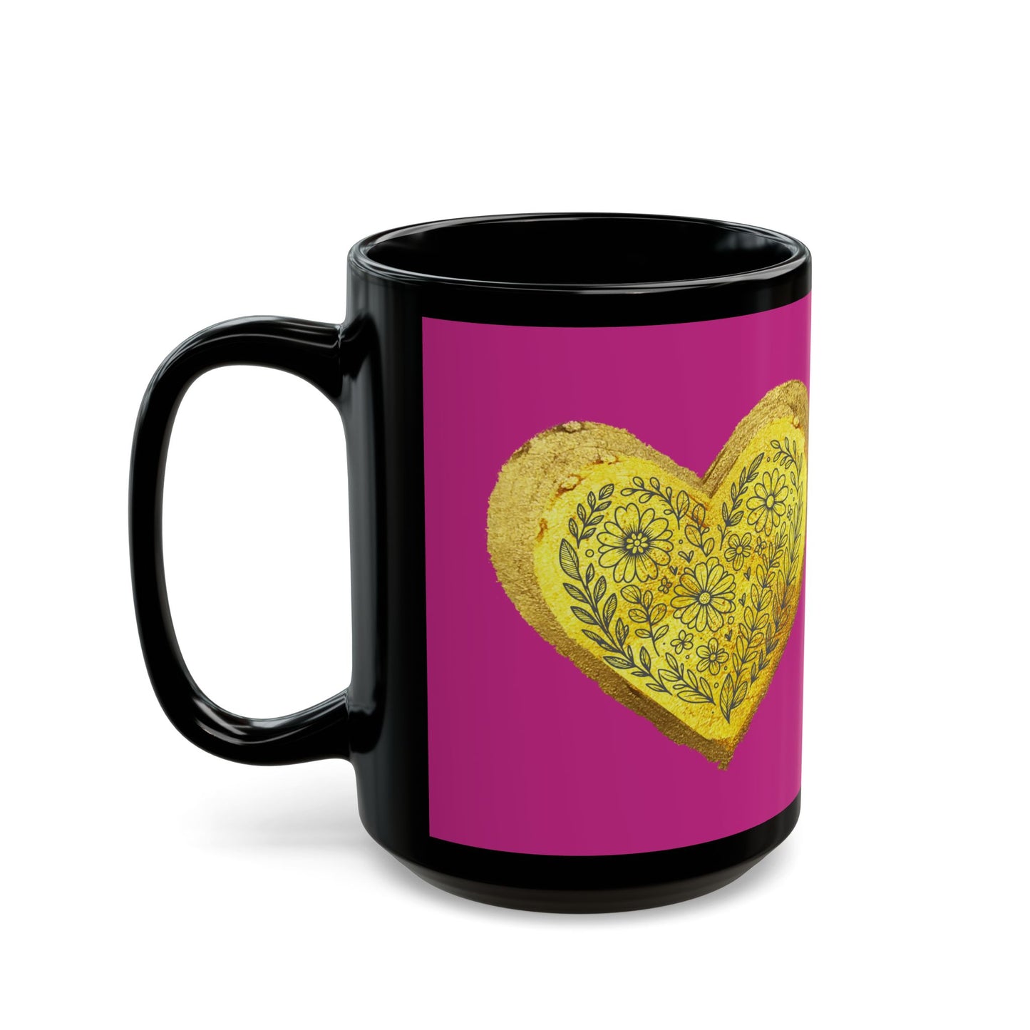 Pink on Black Mug  - Heart of Gold (15oz)