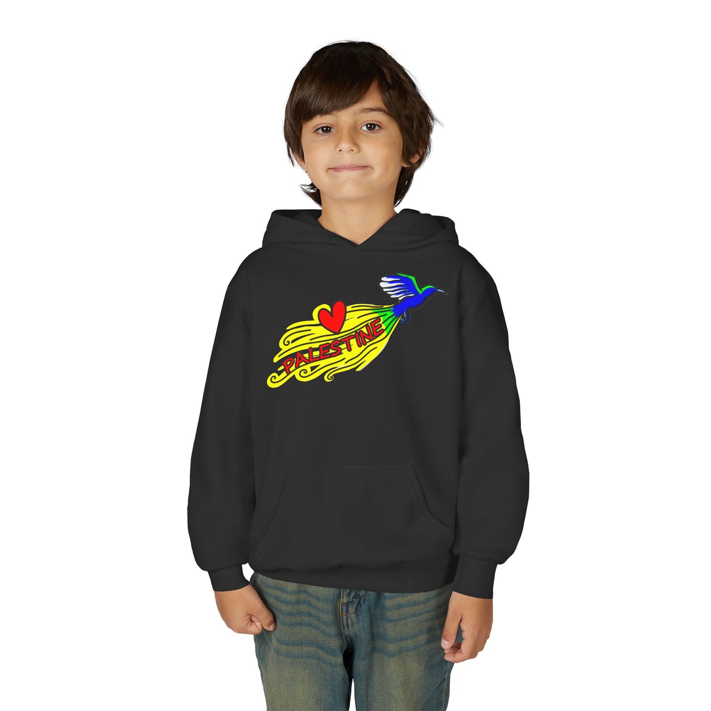 Youth Heavy Blend Hooded Sweatshirt - Love Palestine