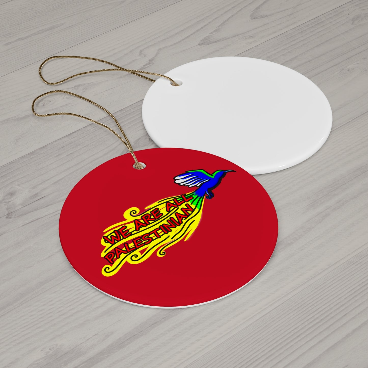 Ceramic Ornament, Circle - We are all Palestinian (Red)