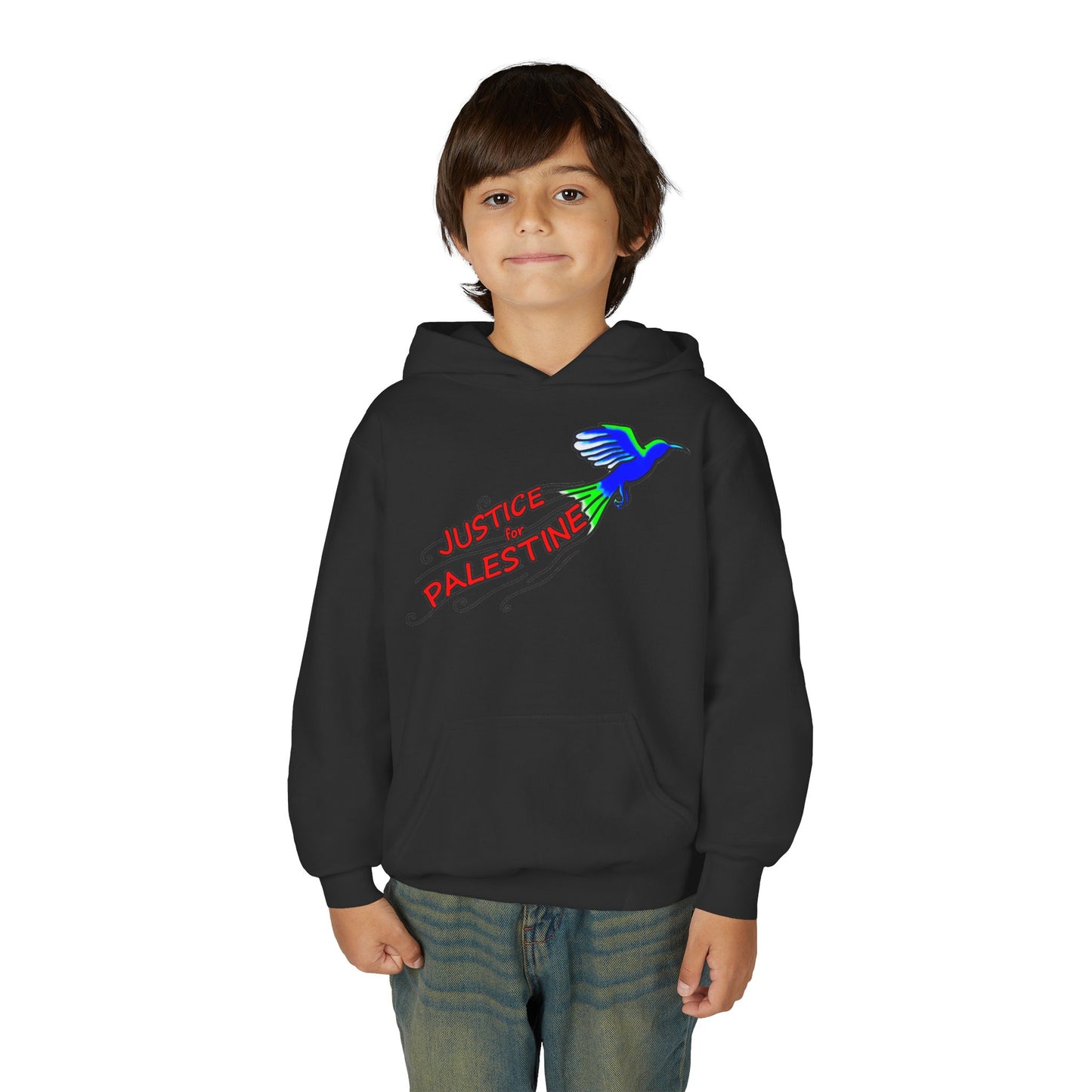 Youth Heavy Blend Hooded Sweatshirt - Justice for Palestine