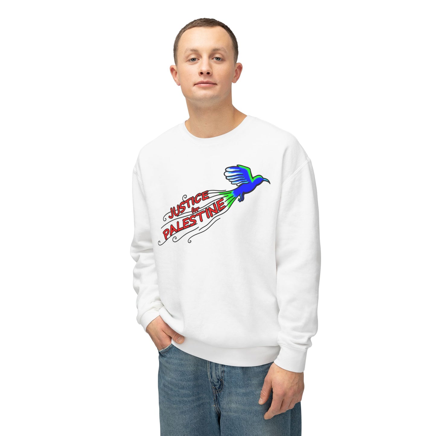 Unisex Lightweight Crewneck Sweatshirt - Justice for Palestine