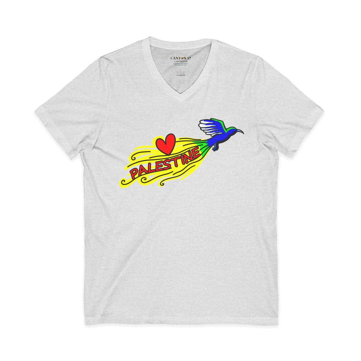 Unisex Jersey Short Sleeve V-Neck Tee - Love Palestine