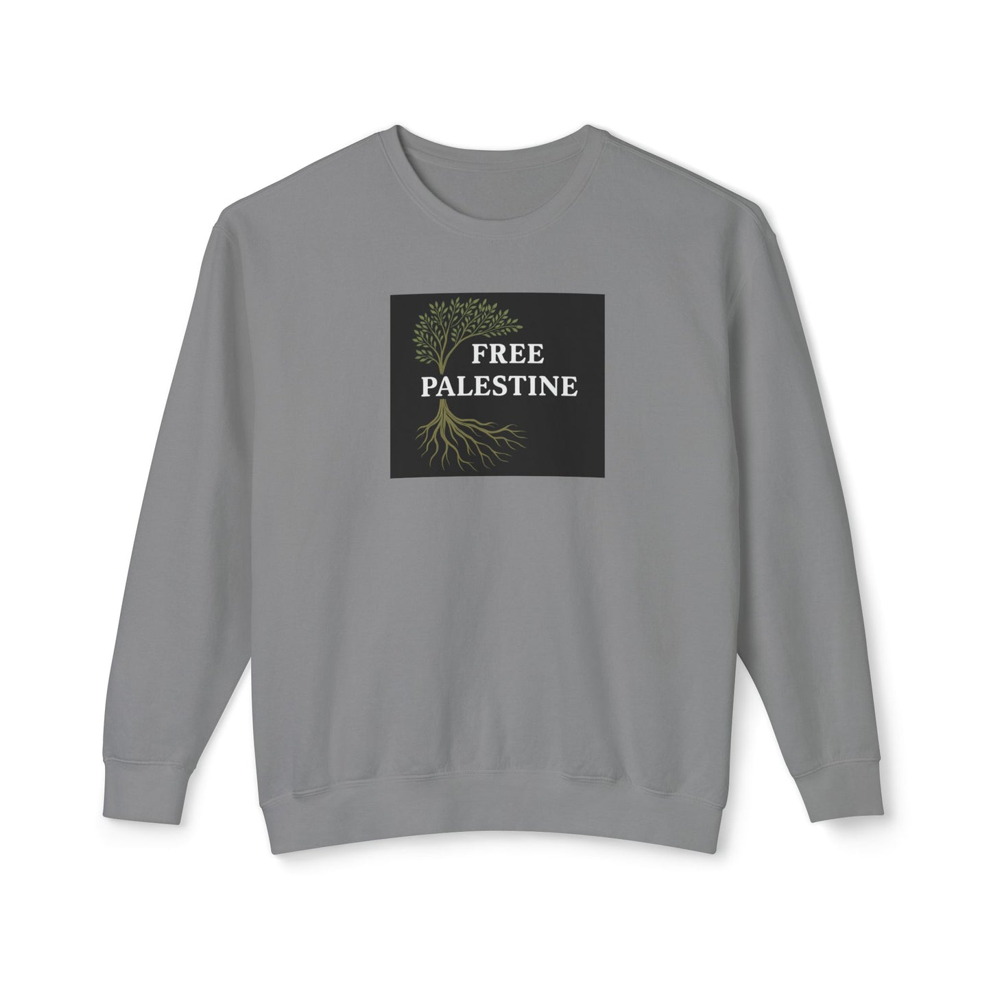 Unisex Lightweight Crewneck Sweatshirt - Free Palestine (Olive Tree Roots Edition)