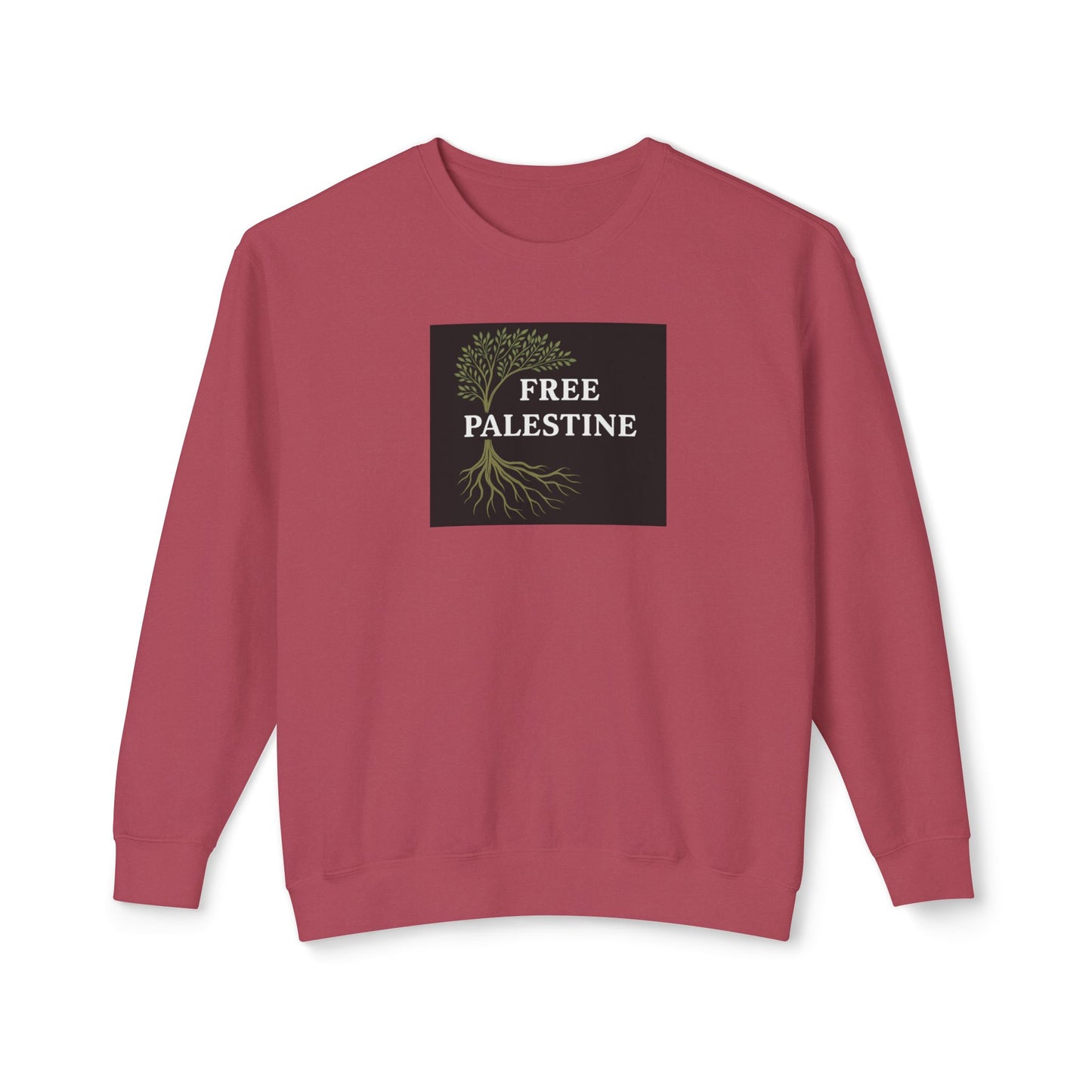 Unisex Lightweight Crewneck Sweatshirt - Free Palestine (Olive Tree Roots Edition)