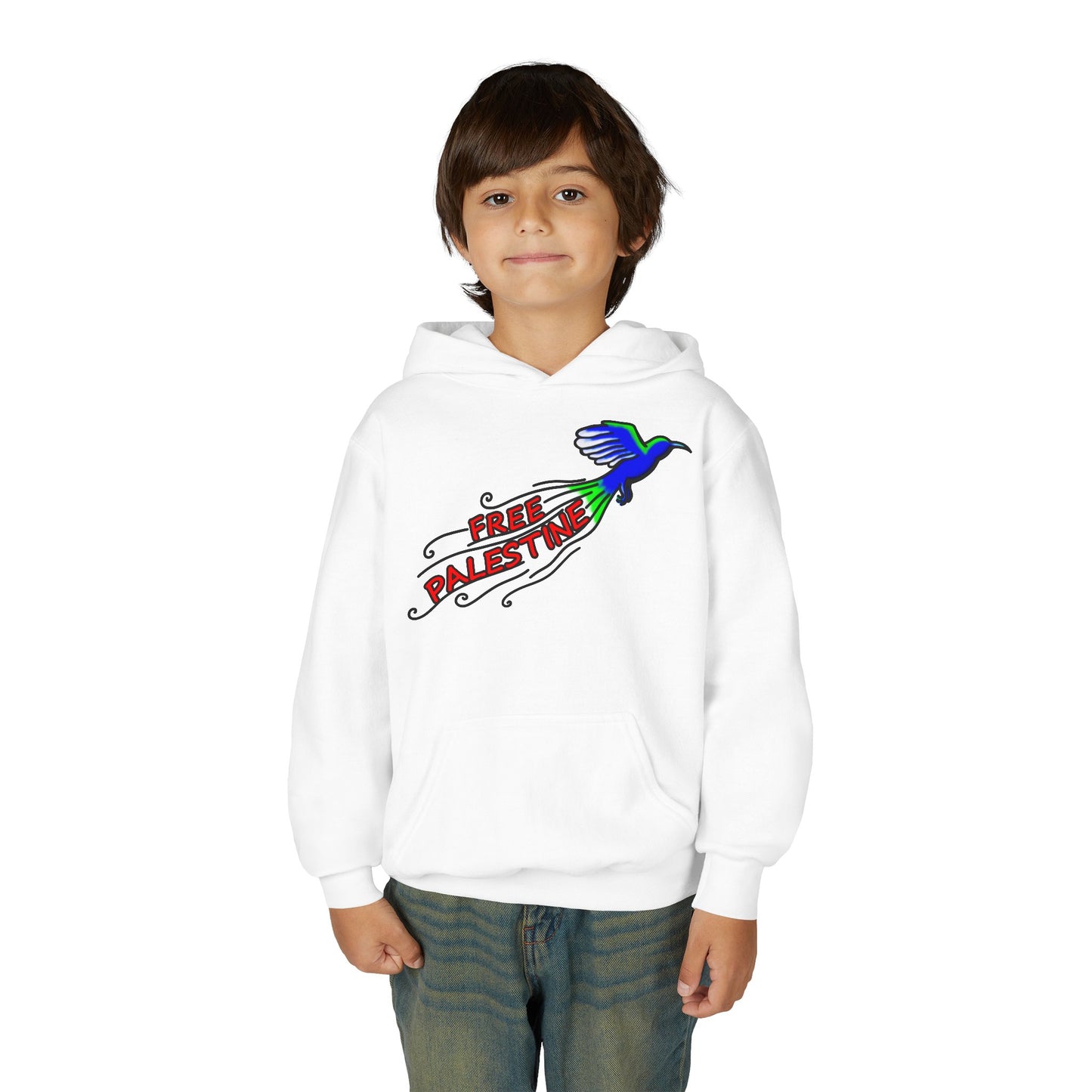 Youth Heavy Blend Hooded Sweatshirt - Free Palestine