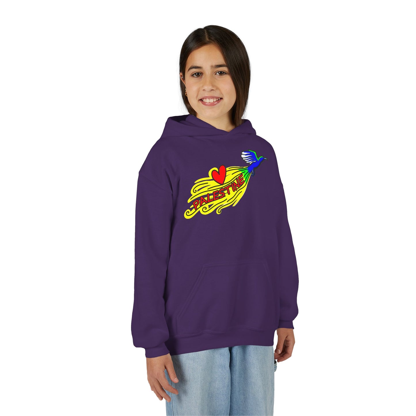 Youth Heavy Blend Hooded Sweatshirt - Love Palestine