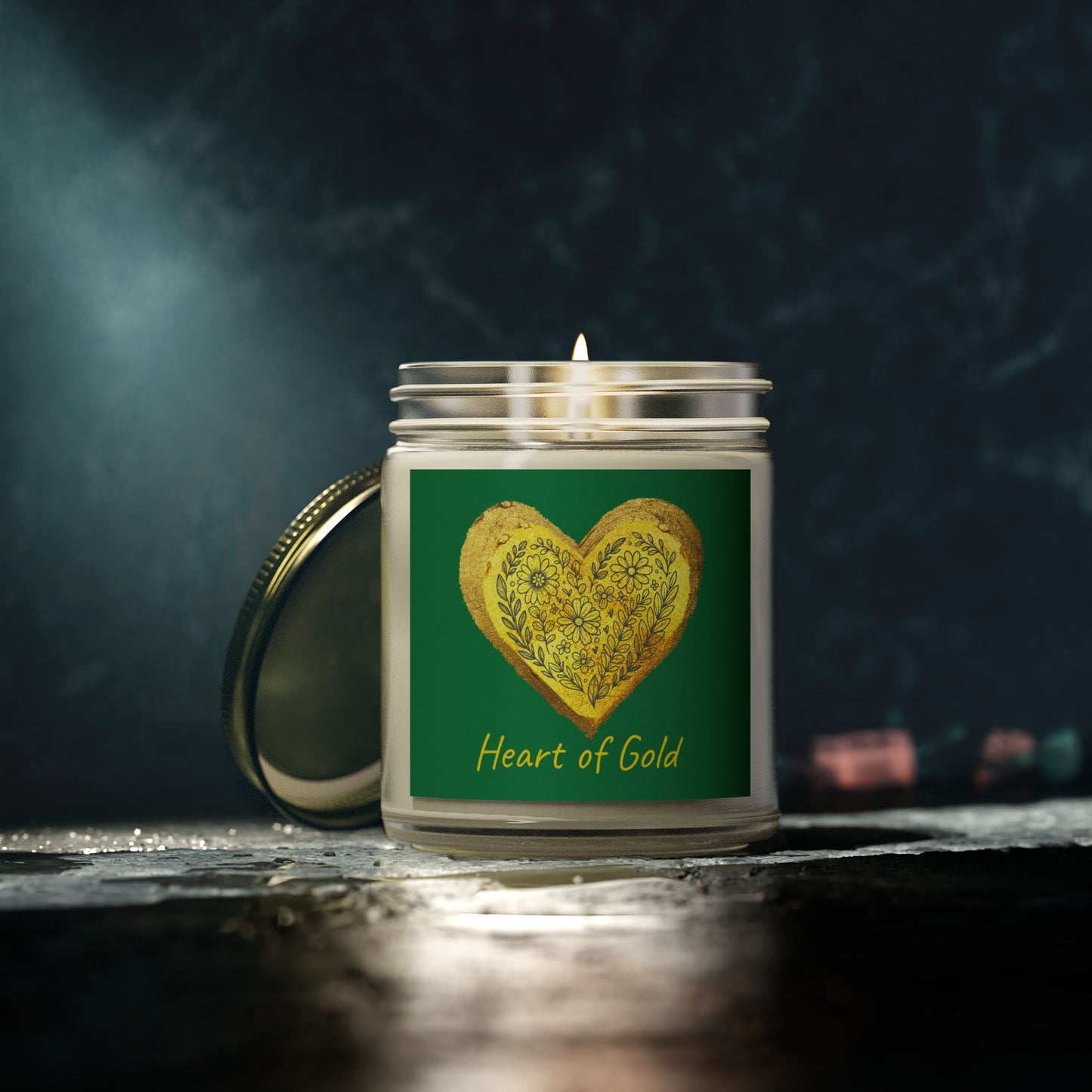 Scented Candle, Coconut Apricot Wax (9oz) - Forest Green