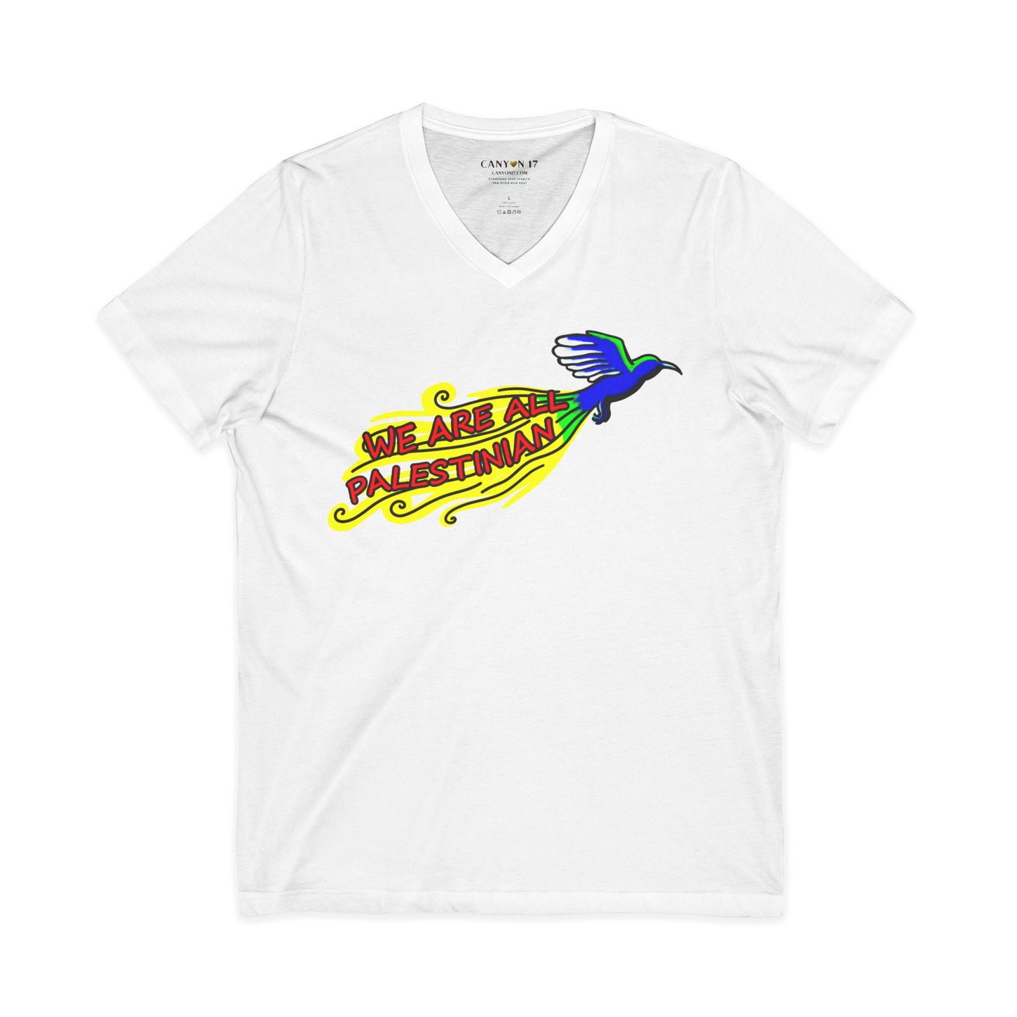 Unisex Jersey Short Sleeve V-Neck Tee - We Are All Palestinian