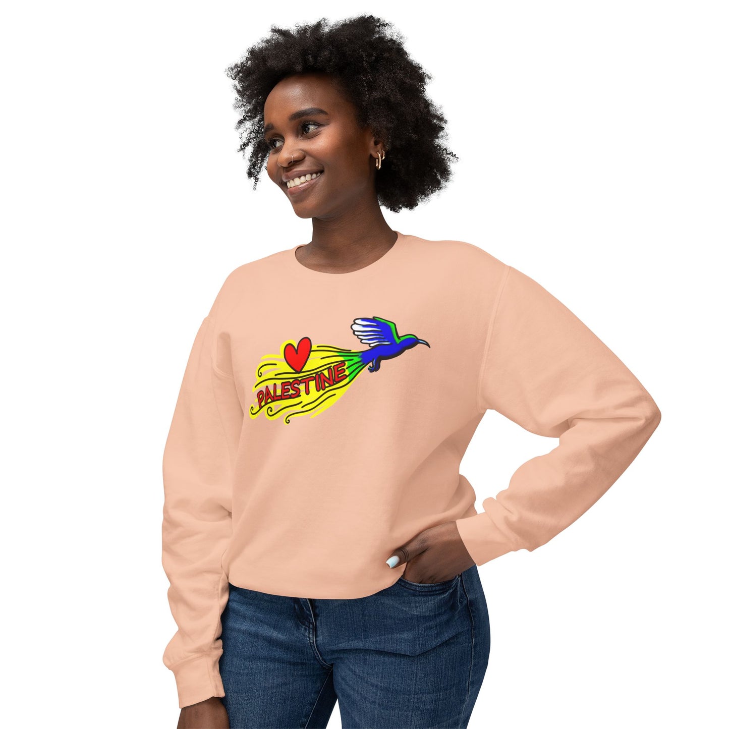 Unisex Lightweight Crewneck Sweatshirt - Love Palestine