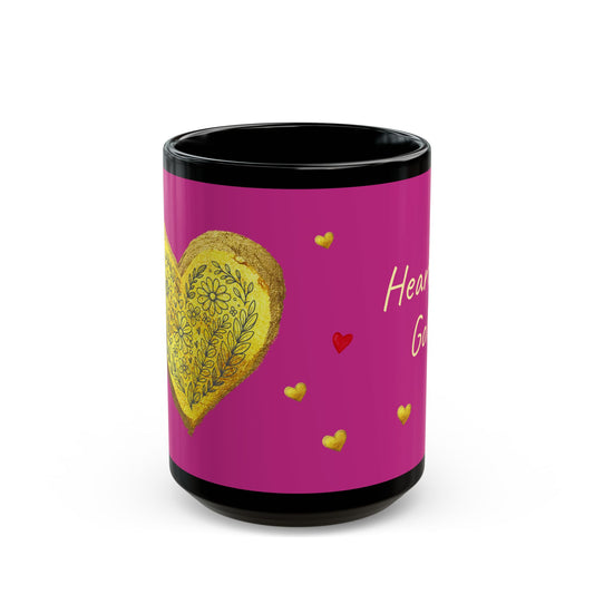 Pink on Black Mug  - Heart of Gold (15oz)