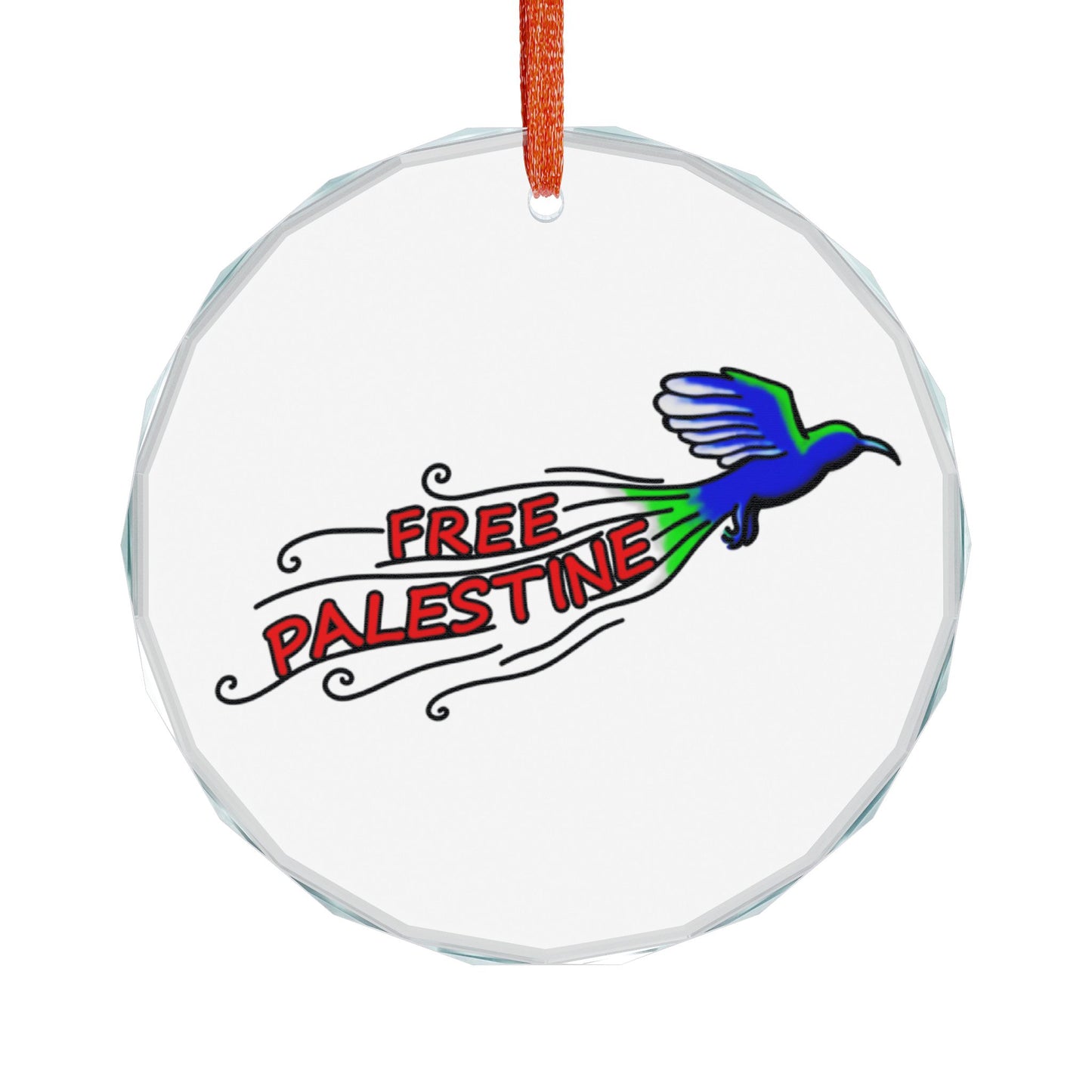 Crystal Glass Ornament - Free Palestine
