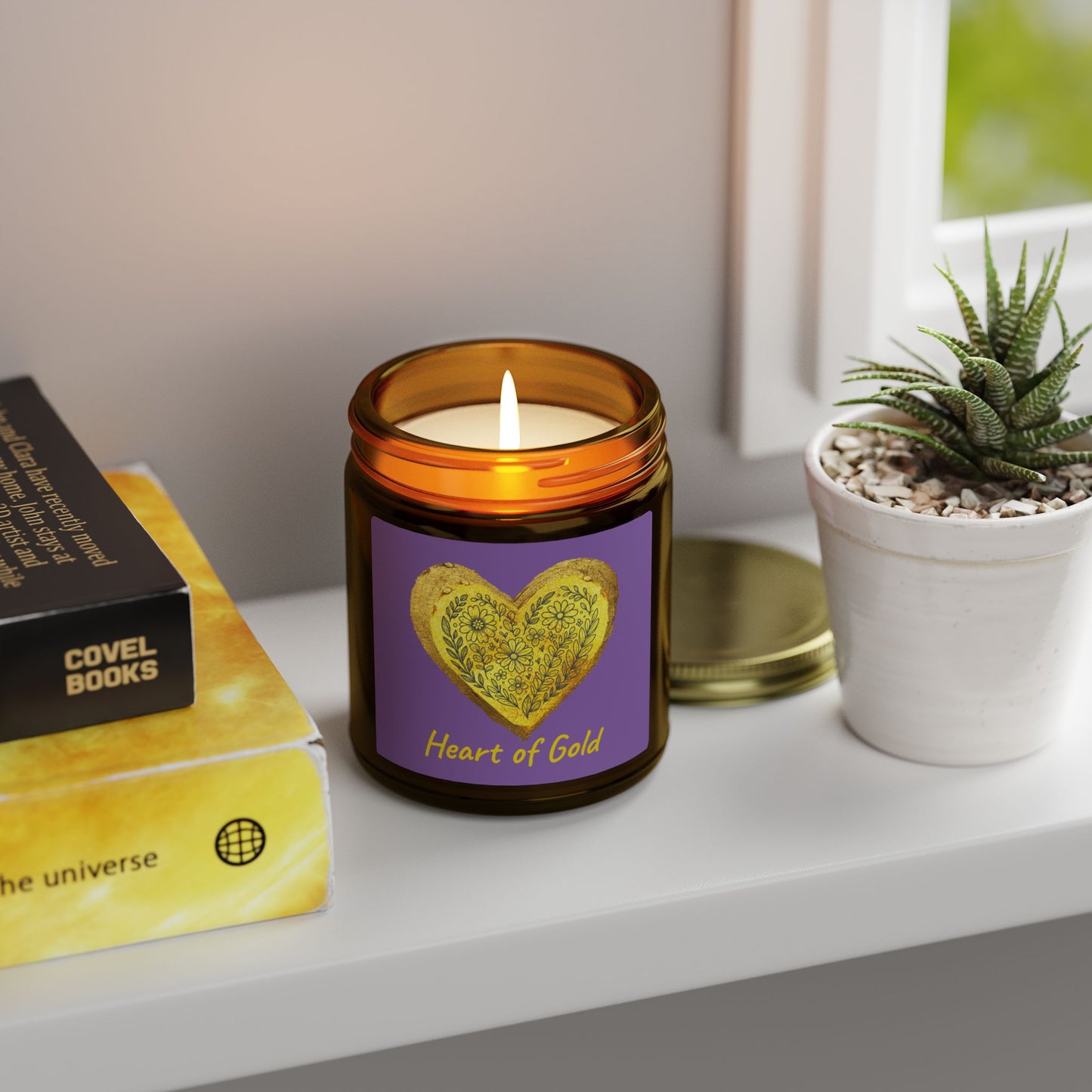 Scented Candle, Coconut Apricot Wax (9oz) - Light Purple