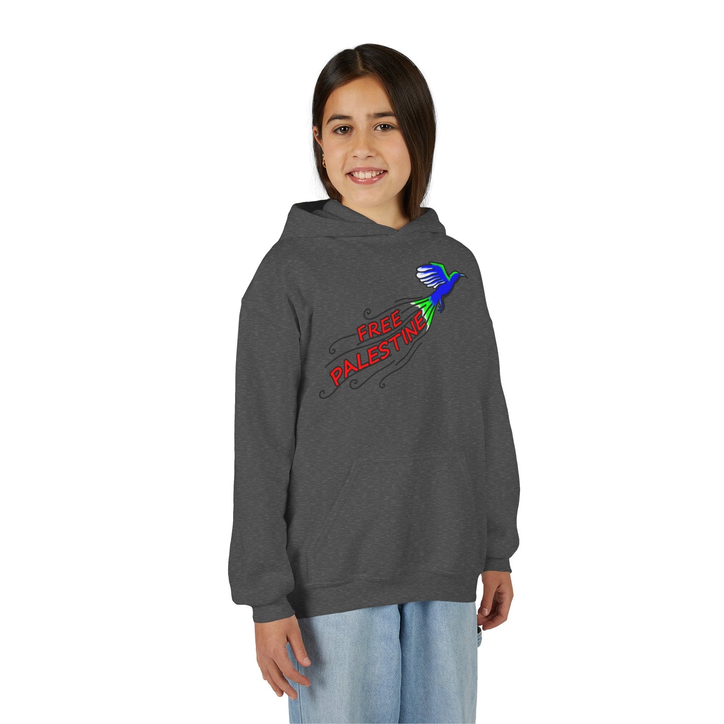 Youth Heavy Blend Hooded Sweatshirt - Free Palestine