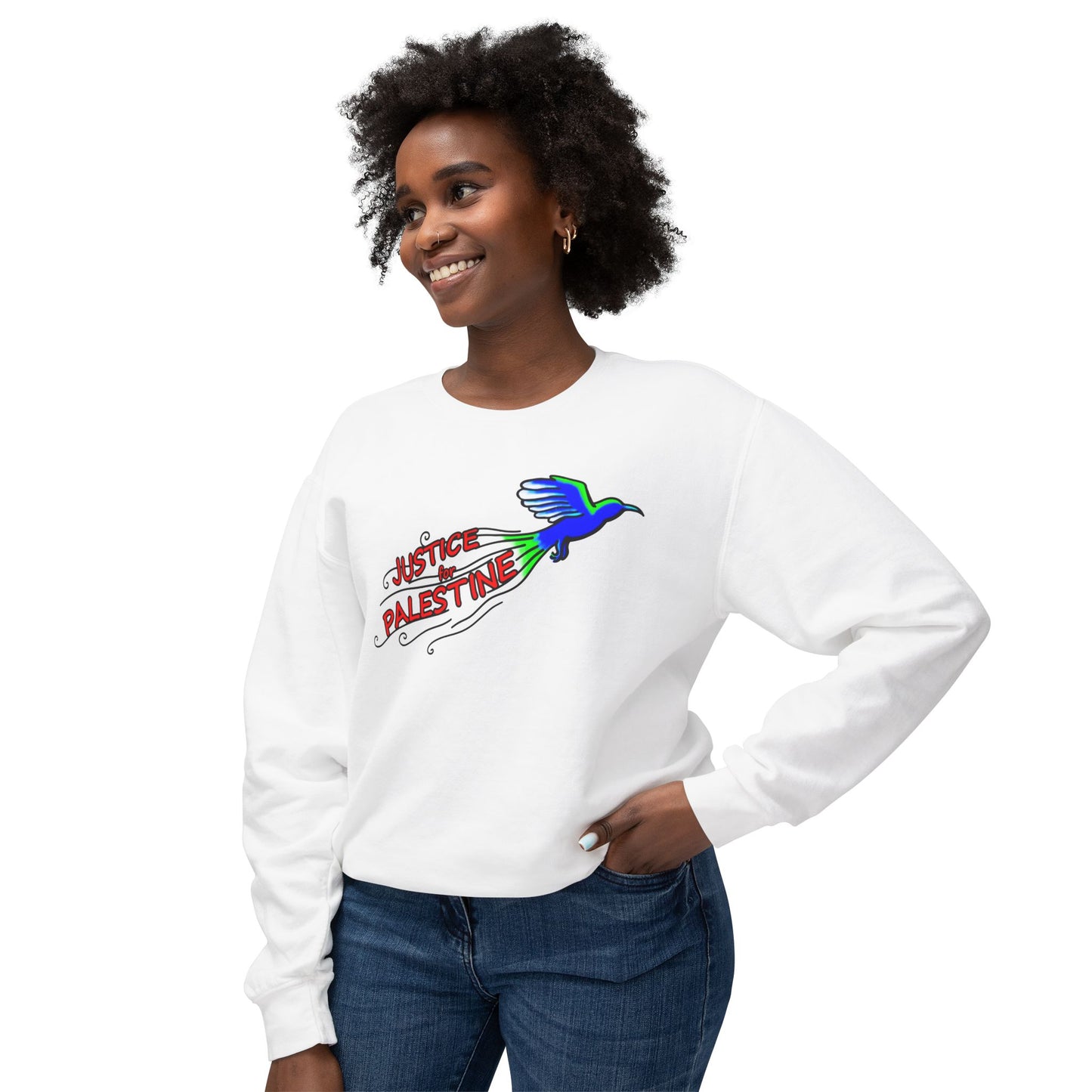 Unisex Lightweight Crewneck Sweatshirt - Justice for Palestine