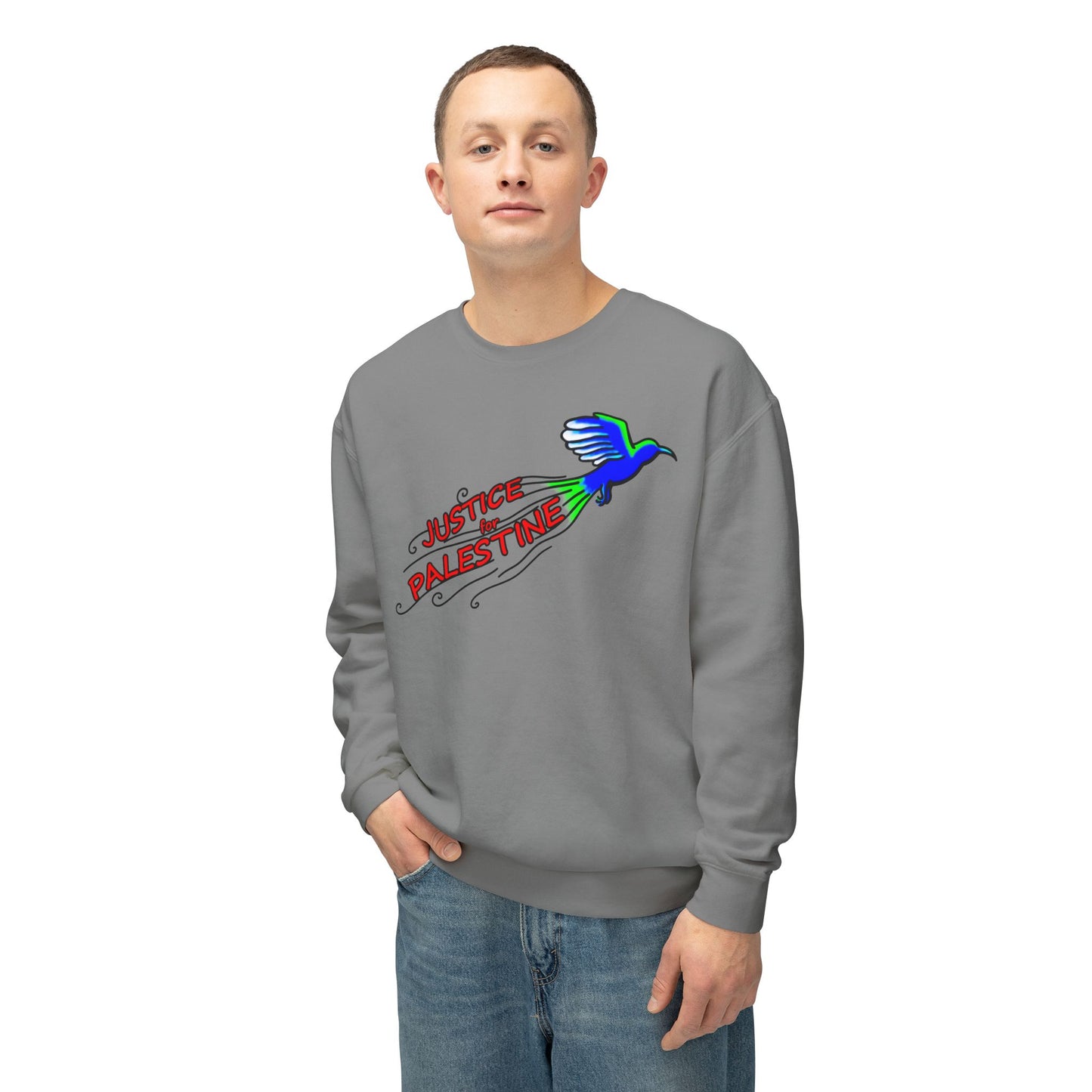 Unisex Lightweight Crewneck Sweatshirt - Justice for Palestine