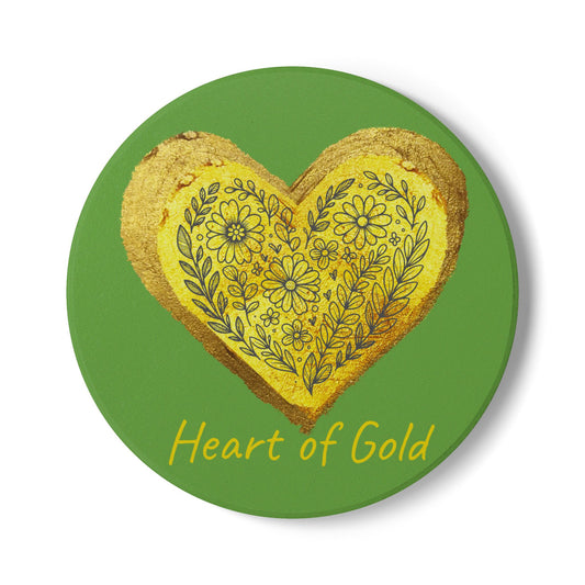 Green Ceramic Coaster - Heart of Gold