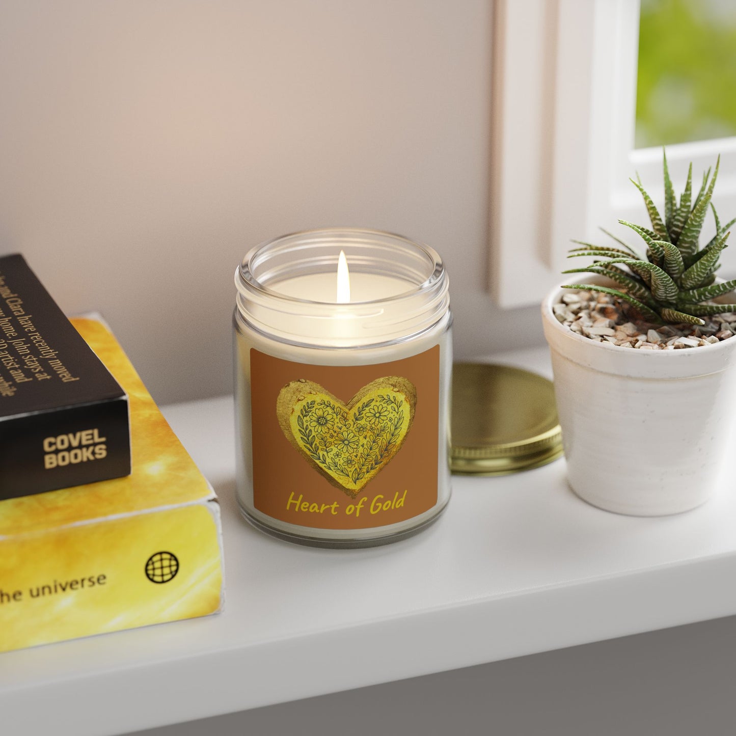 Scented Candle, Coconut Apricot Wax (9oz) - Brown
