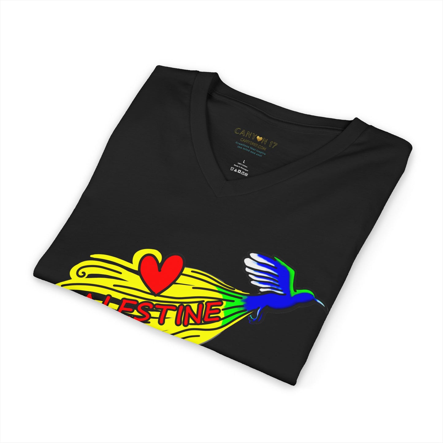 Unisex Jersey Short Sleeve V-Neck Tee - Love Palestine