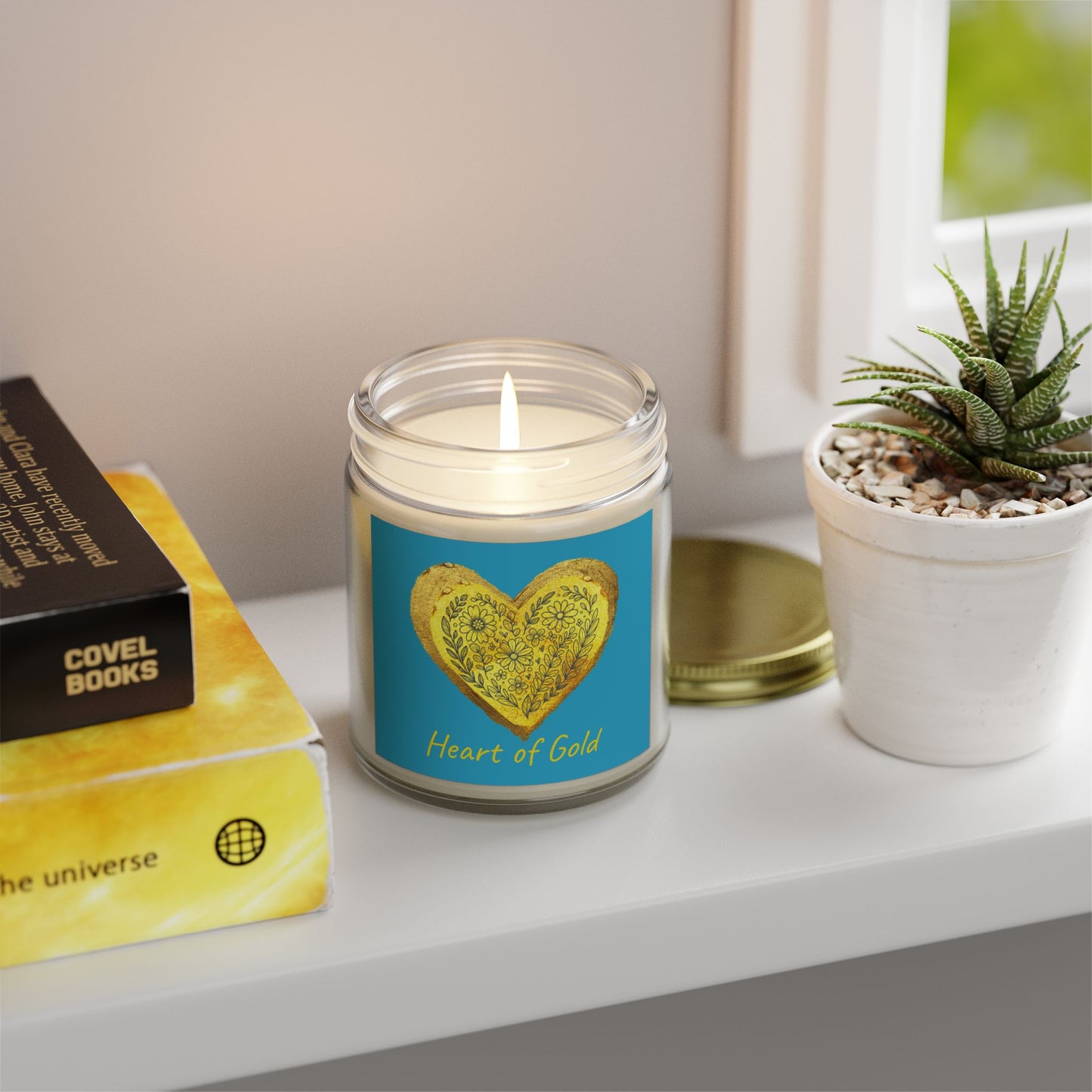 Scented Candle, Coconut Apricot Wax (9oz) - Turquoise