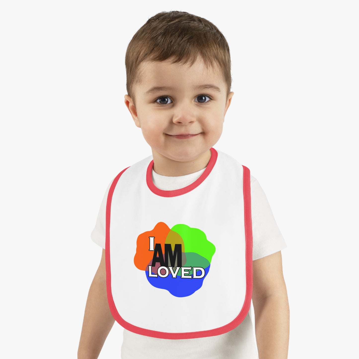 Baby Contrast Trim Jersey Bib - I am Loved 2