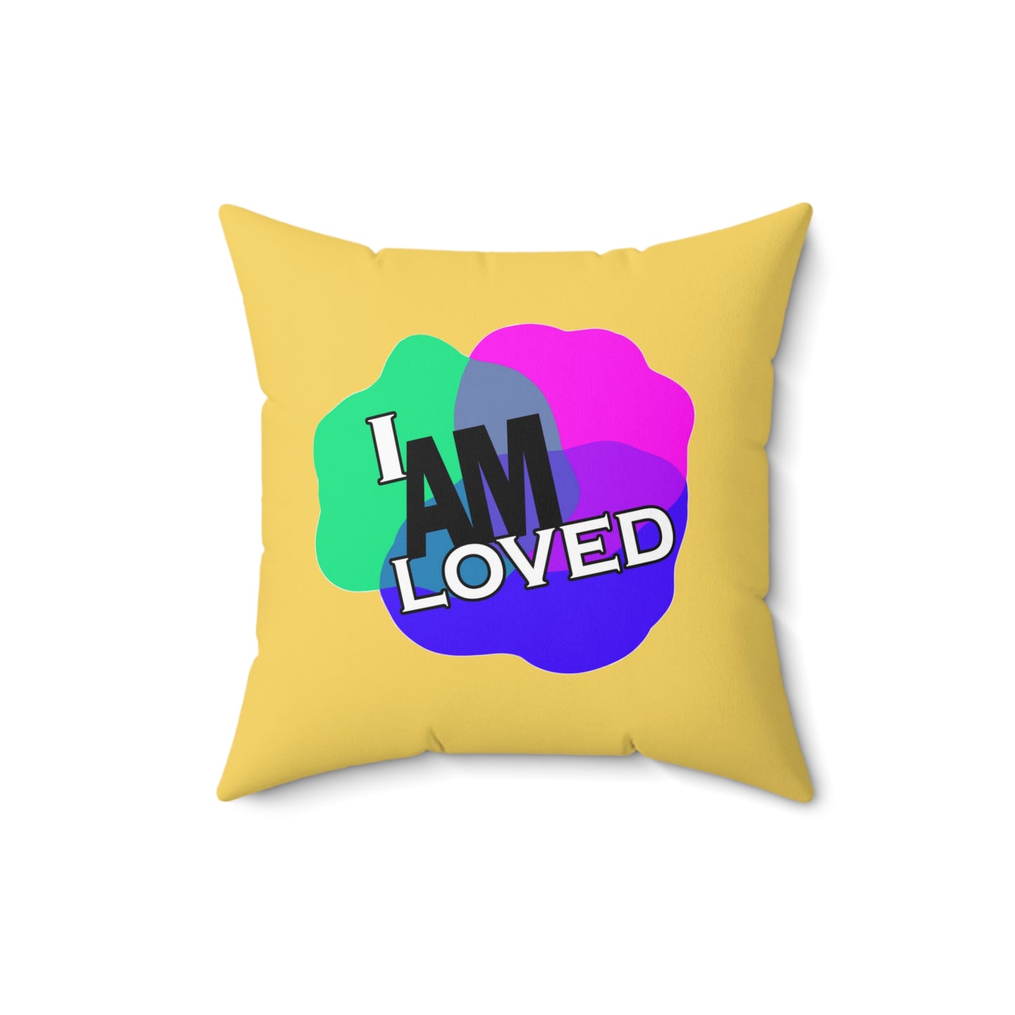 Spun Polyester Square Pillow - I Am Loved (Gold)