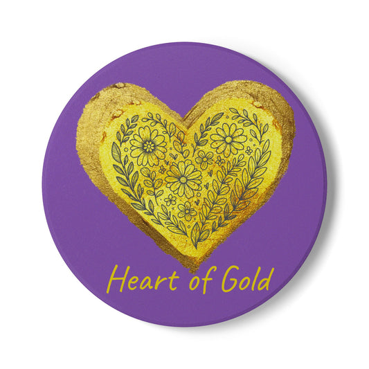 Purple Ceramic Coaster - Heart of Gold