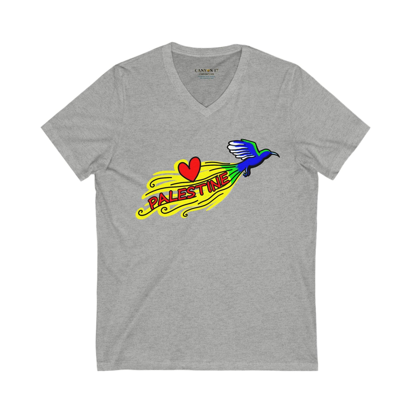 Unisex Jersey Short Sleeve V-Neck Tee - Love Palestine
