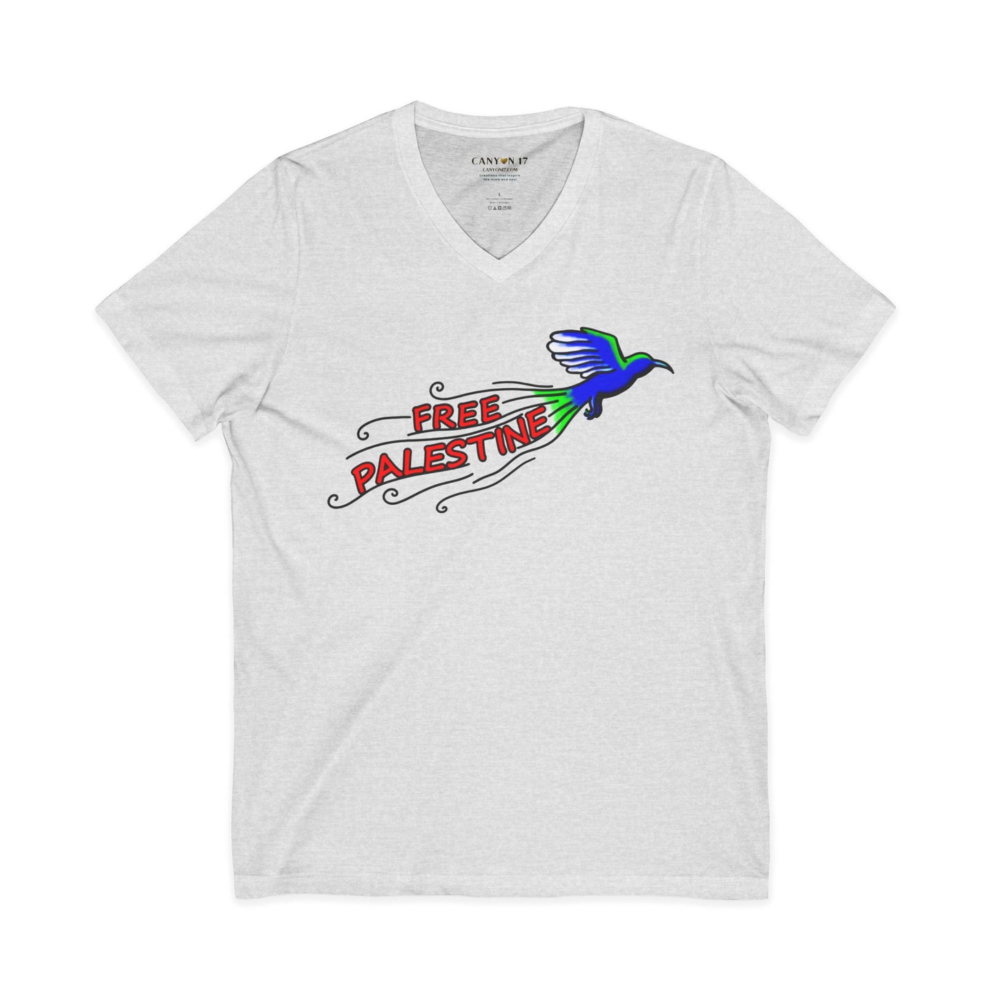 Unisex Jersey Short Sleeve V-Neck Tee - Free Palestine