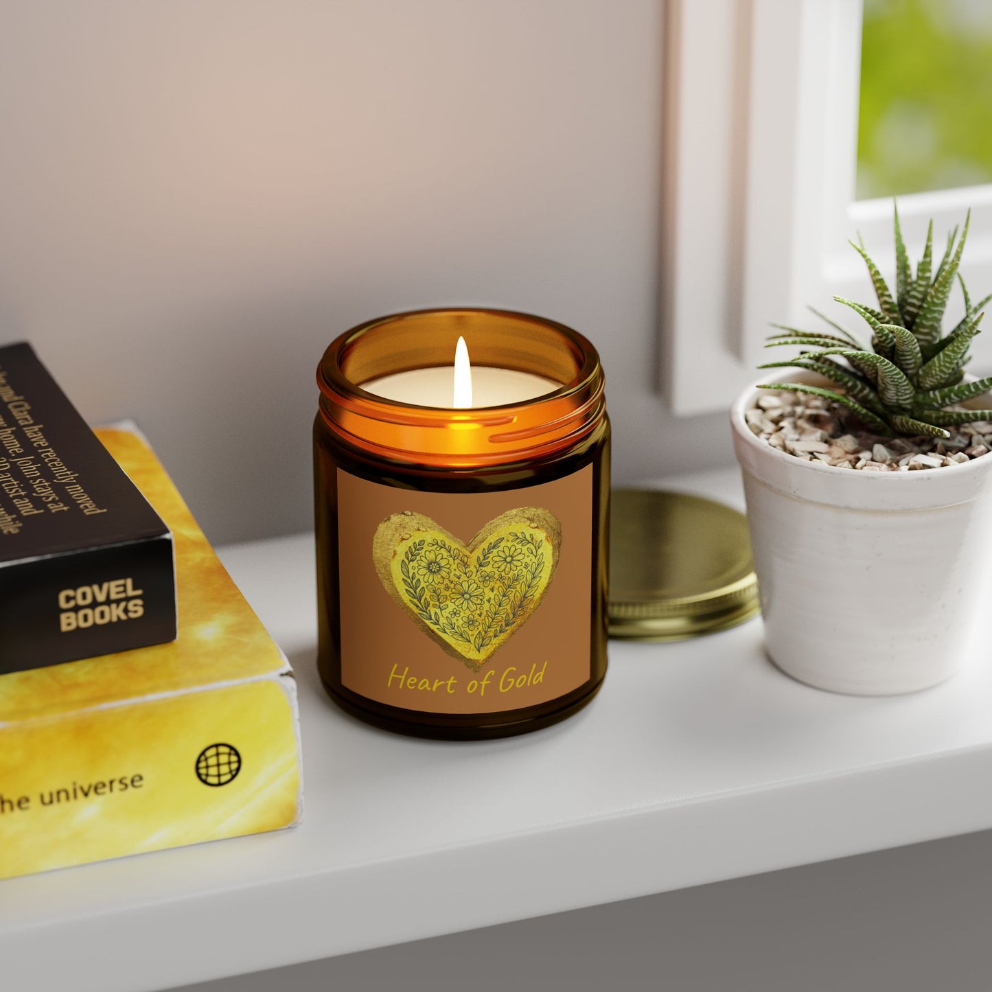 Scented Candle, Coconut Apricot Wax (9oz) - Brown