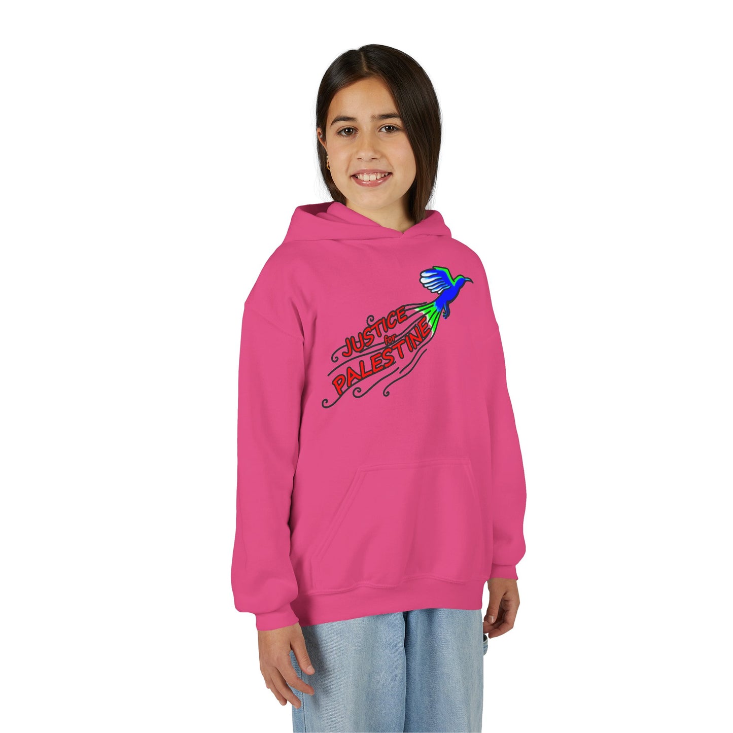 Youth Heavy Blend Hooded Sweatshirt - Justice for Palestine